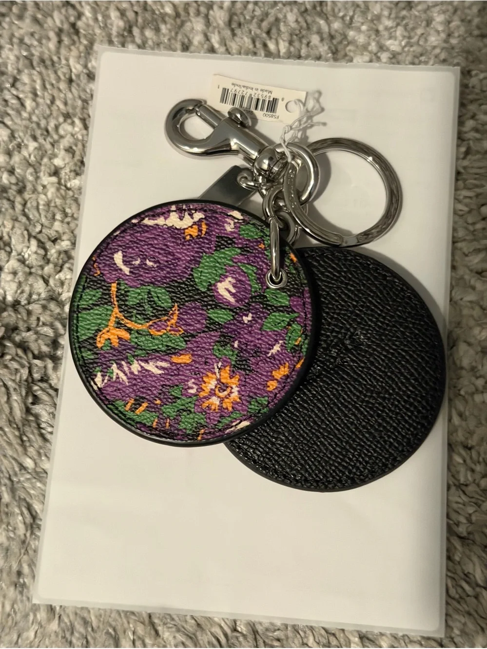 Coach Floral Disc Mirror Key Fob
